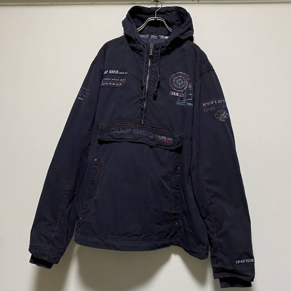 US古着 CAMP DAVID アノラック ジャケット 豪華刺繍 ハーフジップ ビッグサイズ 【H206】拍卖