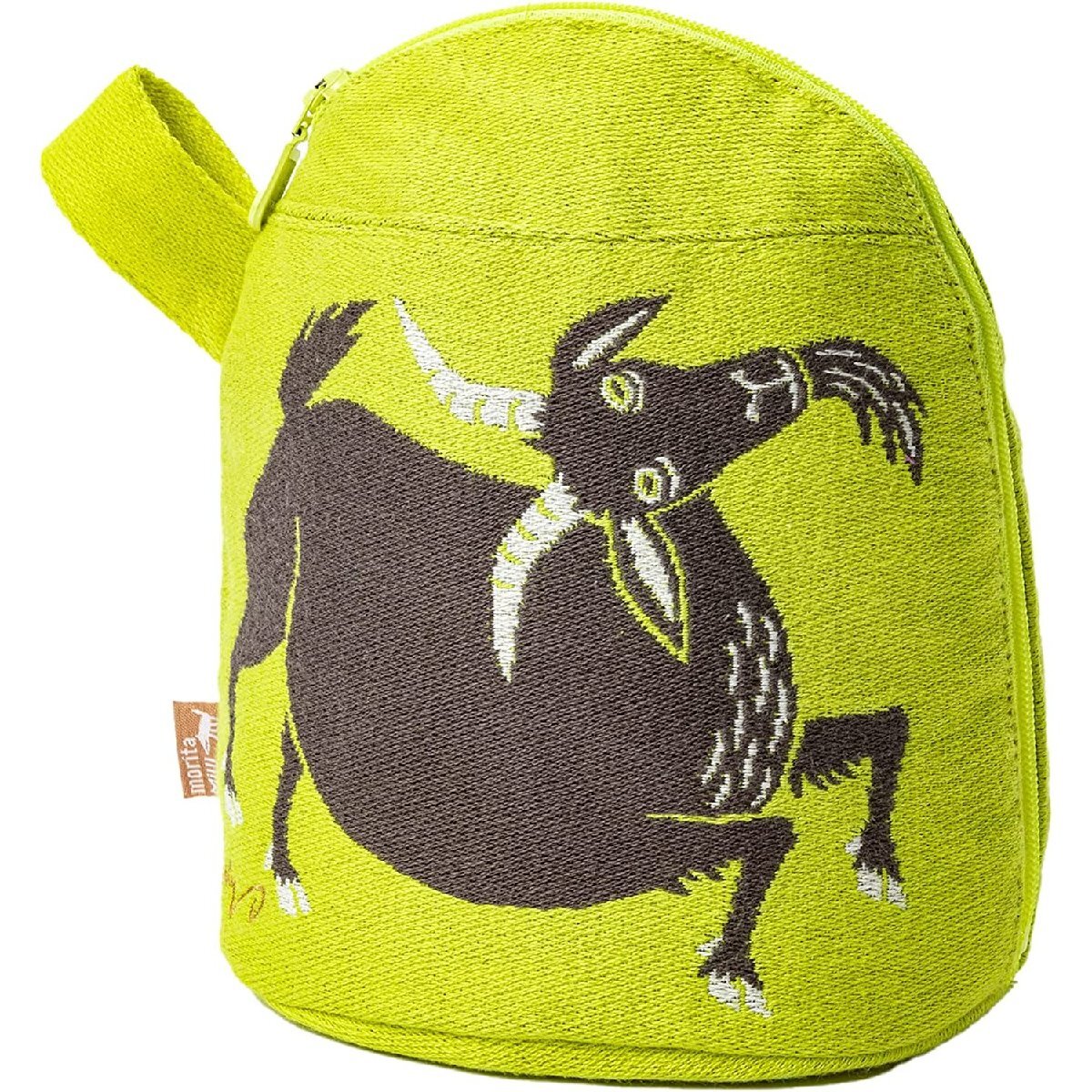 morita MiW マチ付きポーチ 岩山のスキップのヤギたち ライトグリーン コロリンとした愛おしいカタチ拍卖