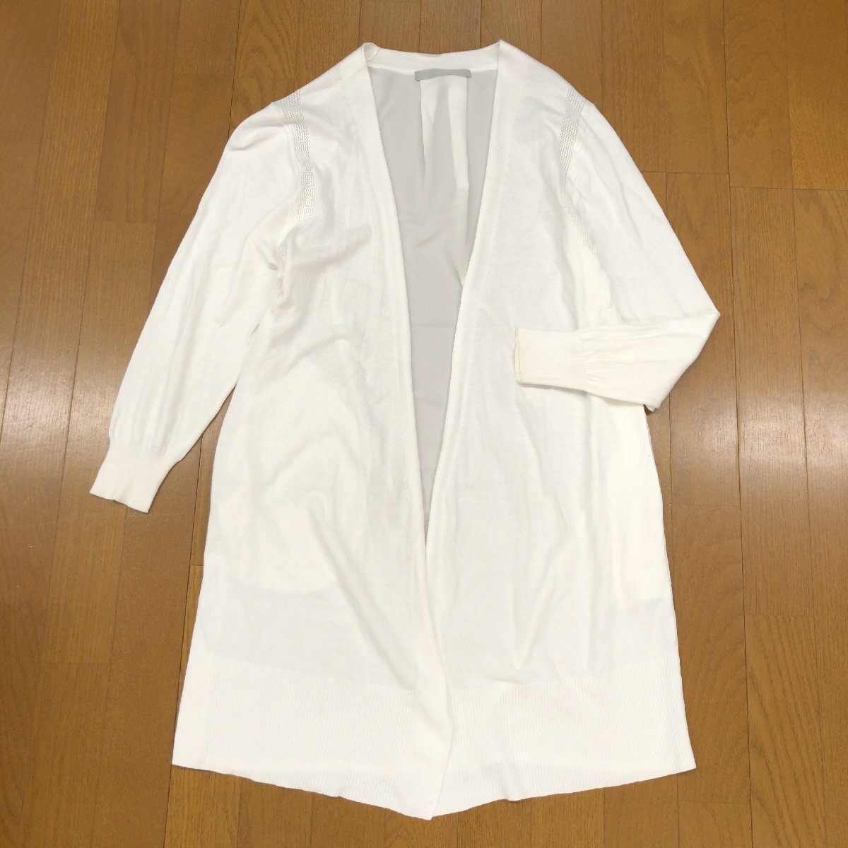 ef-de エフデ 切替デザイン コットン ニット ロング カーディガン 9(M) 白 ホワイト 羽織り 国内正規品 レディース 女性用拍卖