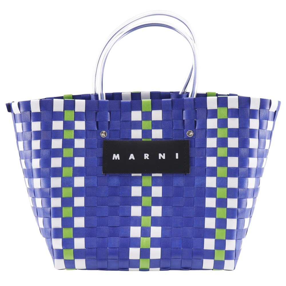 MARNI マルニ フラワーカフェ ピクニックバッグ バスケット ハンドバッグ ポリプロピレン 青 レディース【I120725127】中古拍卖