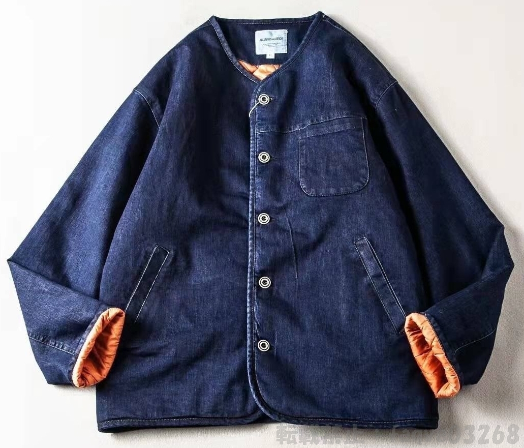 アメカジ デニム ライナージャケット カバーオール メンズ 男前 藍染 厚手 キルティング 大きいサイズ レトロ XL Ccz502拍卖