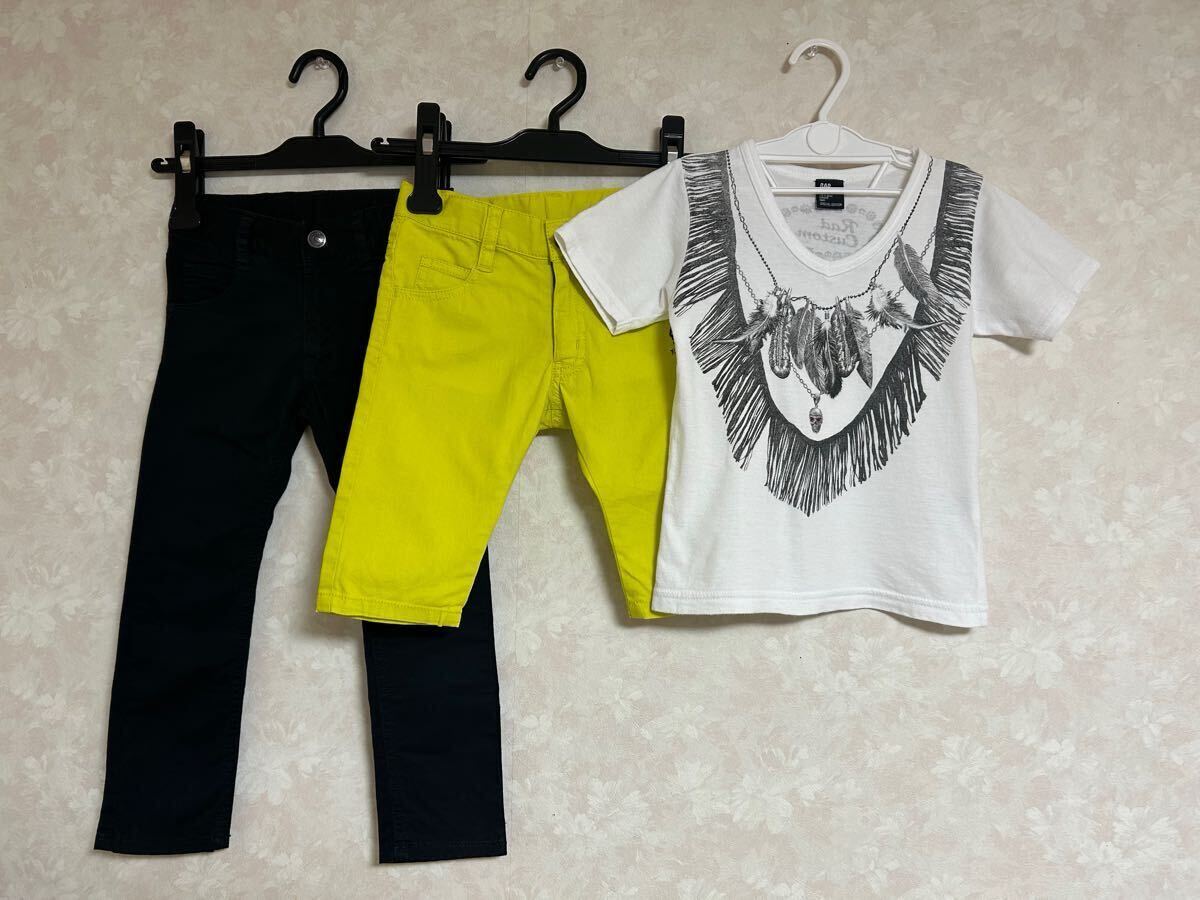 RAD CUSTOM 100cm Tシャツ ショートパンツ スキニーパンツ セット / ラッドカスタム ホスト系 ロック系 子供 キッズ 男の子拍卖