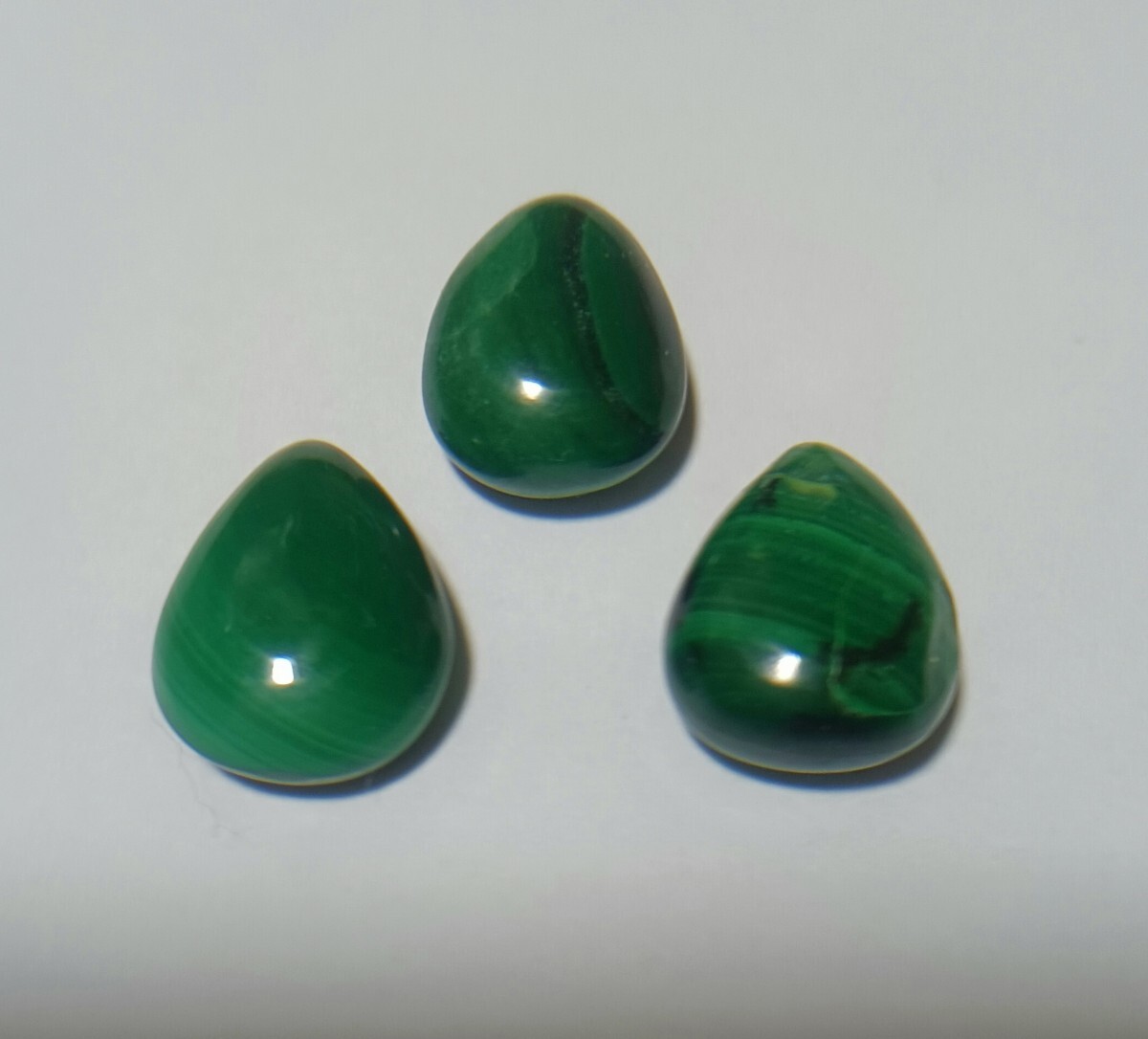 マラカイト(孔雀石)ペアシェイプ 穴あき 3個/天然石ビーズ/横穴 ハンドメイド アクセサリーパーツ 拍卖