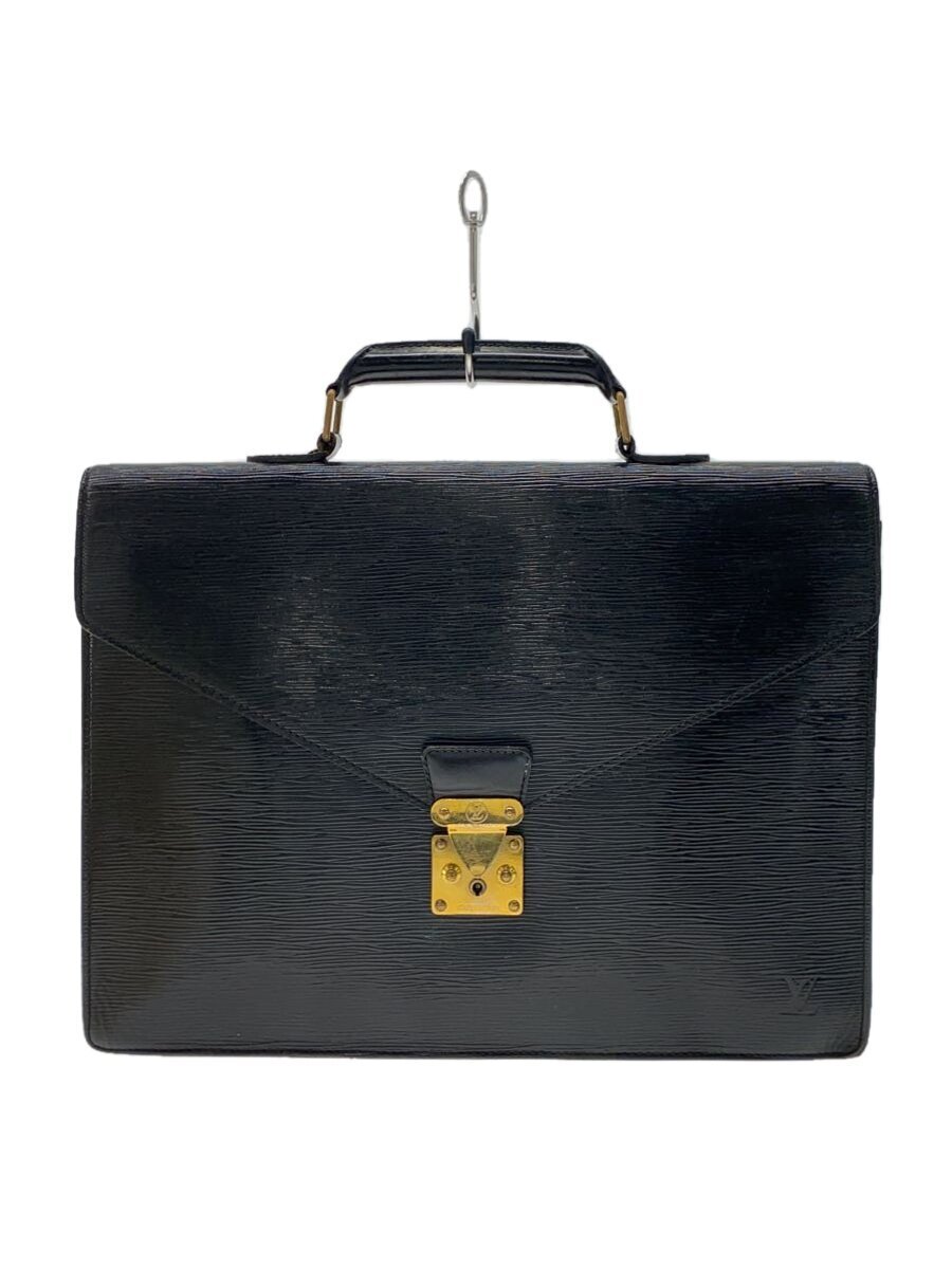 LOUIS VUITTON◆セルヴィエット・コンセイエ_エピ_BLK/レザー/BLK/無地拍卖