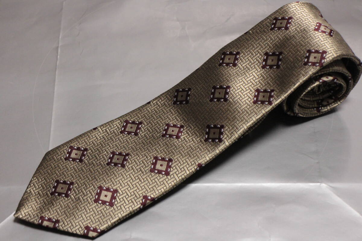 フランコバッシ*ビームス別注新品ネクタイ超華麗艶シャンパン*ボルドー小紋極上ジャガード織フルハンドメイド拍卖