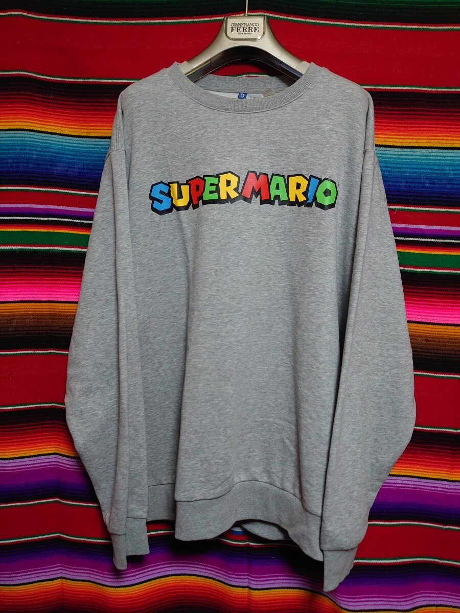 H&M エイチアンドエム ニンテンドー スーパーマリオ ネームロゴ プリント スウェット トレーナー 新品 未使用 XXLサイズ グレー 拍卖