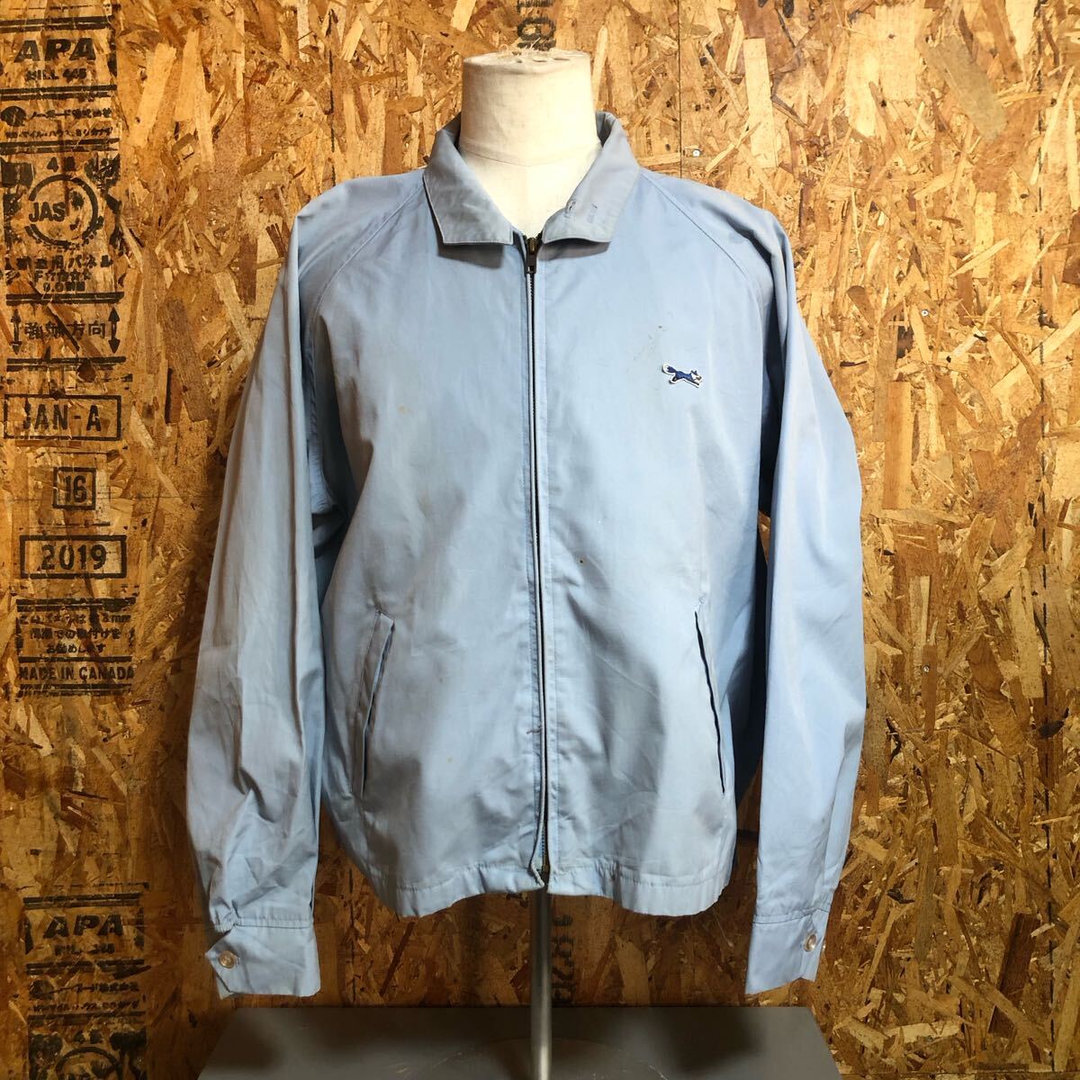 90s TheFox スウィングトップ 水色 ブルー ジャケット 古着 ヴィンテージ 長袖 XL カートコバーン トラッド グランジ ライトアウター 拍卖