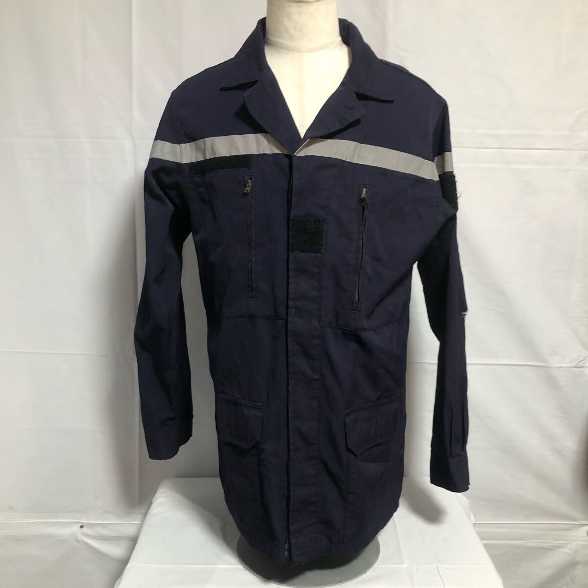 フランス軍 MILITARY police ミリタリー ポリス ユーロミリタリーネイビー リフレクター ワークジャケット 古着 ユーロワーク ブラック M拍卖