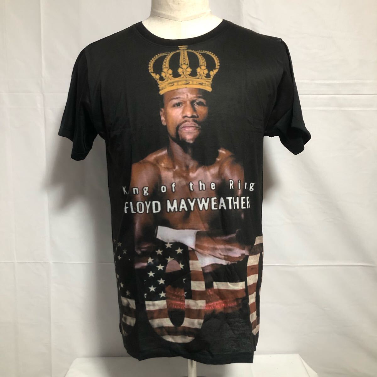 フロイド メイウェザー Tシャツ ブラック 世界チャンピオン バンT 記念 ボクシング ストリート 黒 アメリカ 半袖 プリント Lサイズ拍卖