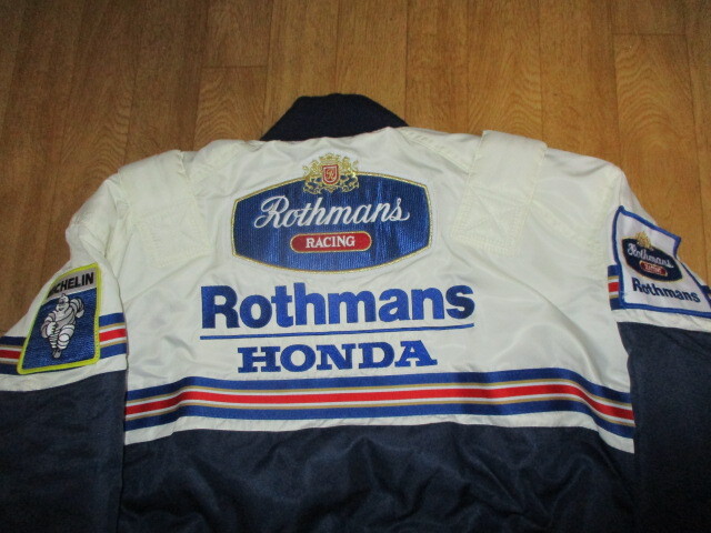 ロスマンズ・ホンダ・F1 当時物 デカワッペン・刺繍ロゴ 中綿入り・レーシングジャケット・ブルゾン 未使用 デッドストック サイズL拍卖