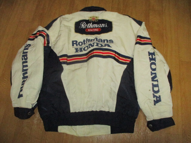 ロスマンズホンダF1 当時物 刺繍ロゴ 中綿入り・防寒 レーシングジャケット・ブルゾン 美中古 サイズL拍卖