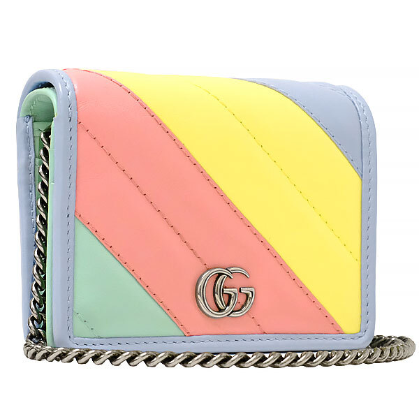 送料無料 本物本物 極美品 GUCCI グッチ チェーンウォレット コンパクトウォレット 財布 625693 GGマーモント レディース メンズ おしゃれ拍卖