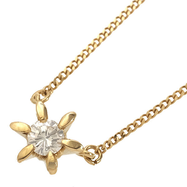送料無料 本物 一粒ダイヤモンドネックレス K18YGイエローゴールド ダイヤ0.21 ペンダント レディース メンズ おしゃれ 普段使い キラキラ拍卖