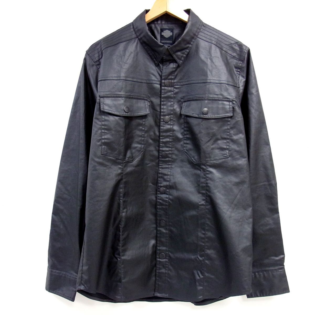 新品 定価14500円 HARLEY DAVIDSON ハーレーダビッドソン コーティングツイルシャツ ジャケット メンズ 黒拍卖