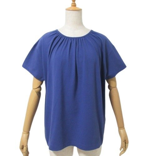 未使用 エーグル 定1.4万 ネックギャザーショートスリーブTシャツ ブルー M(日本L)ZTFAH22 半袖カットソー AIGLE◆NS3拍卖