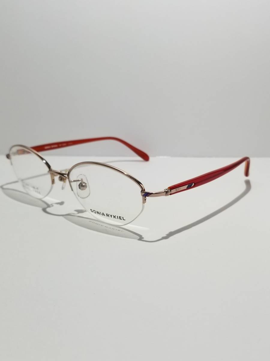未使用 眼鏡 メガネフレーム SONIA RYKIEL 65-9065 チタン シンプル オーバル型 ハーフリム 軽量 男女 メンズ レディース 51口18-137 S-3拍卖