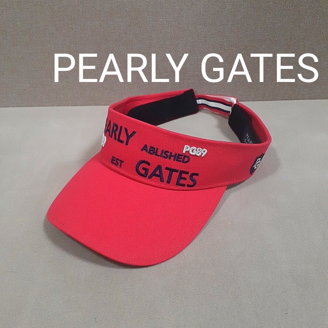 【超美品】 PEARLY GATES サンバイザー パーリーゲイツ  ゴルフウェア ゴルフ 鮮やかピンク 男女兼用 ロゴ立体刺繍 拍卖