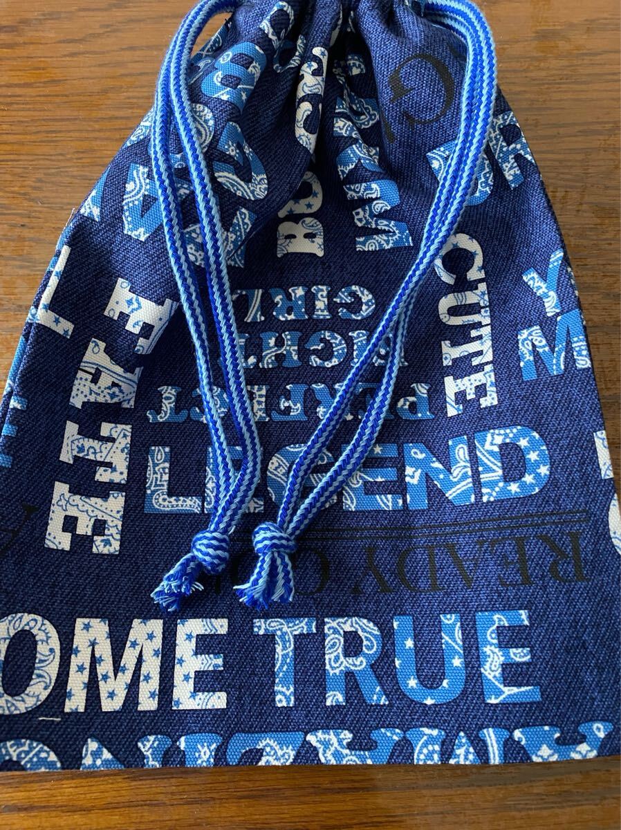 中12 巾着袋 小物入れ 給食袋 ハンドメイド 英文柄拍卖