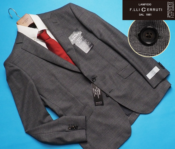 新品7.5万円 大手百貨店扱い 10マンス『CERRUTI チェルッティ 伊製生地』ウール100% グレンチェック ジャケットA6灰(H) 3554070拍卖