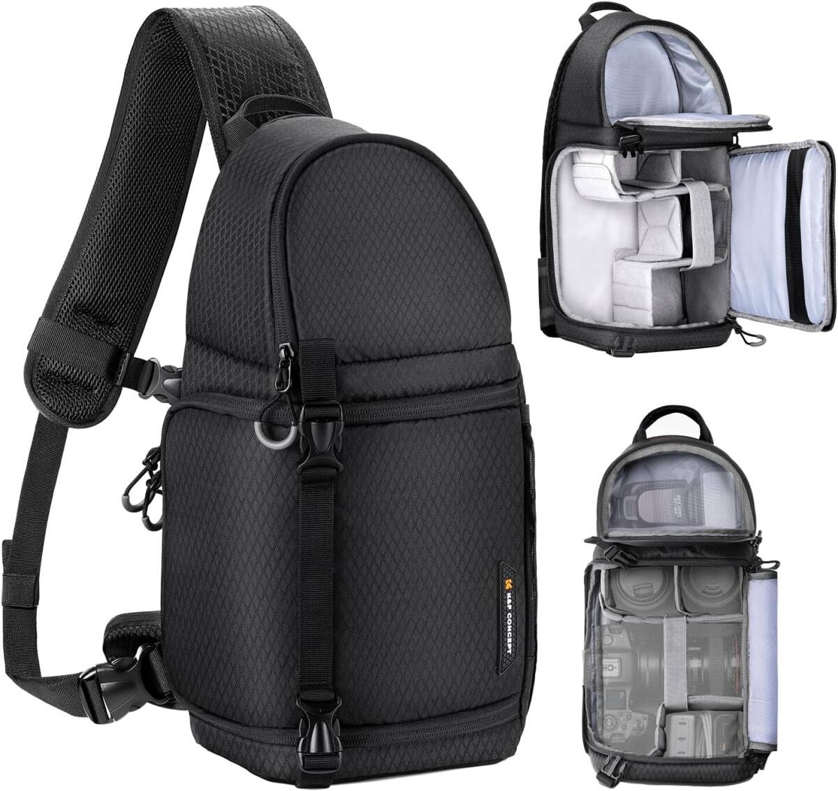 【新品】K&F Concept カメラバッグ スリングバッグ カメラショルダーバッグ 大容量 上下2気室 サイドアクセス 拍卖