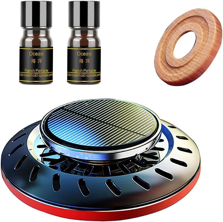 【新品】 Kwak's 車用 芳香剤 車アロマディフューザー 車内芳香剤 太陽エネルギー 無音自動回転 車内飾り アクセサリー (レッド)拍卖