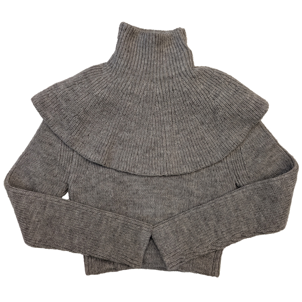 【美品・sample品】TOGA archives big collar high neck knit ハイネック 襟付き gray ニット S-M【D】拍卖
