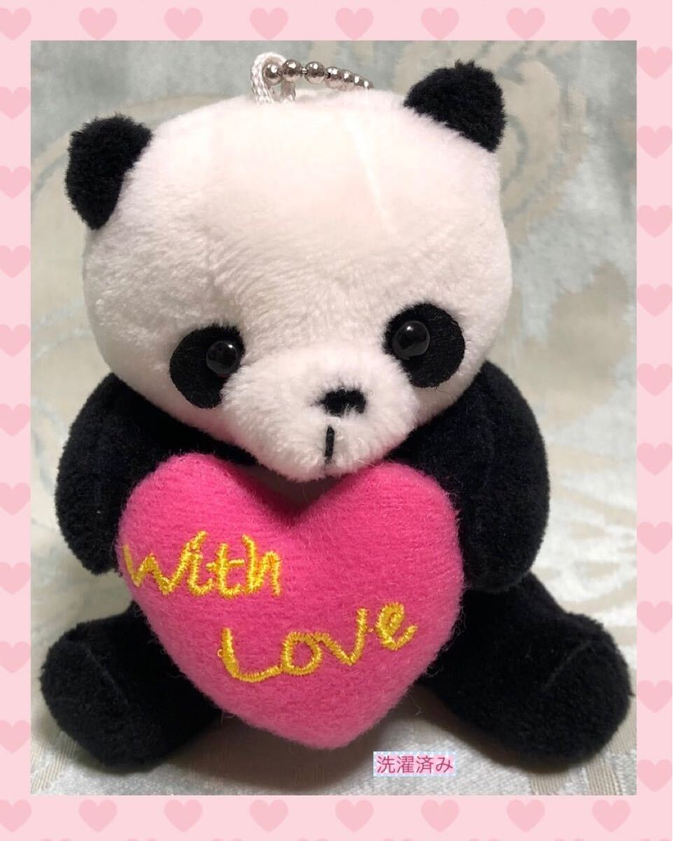 アドベンチャーワールド パンダ with love ハート マスコットボールチェーン ぬいぐるみ マスコット ボールチェーン ※洗濯済み拍卖