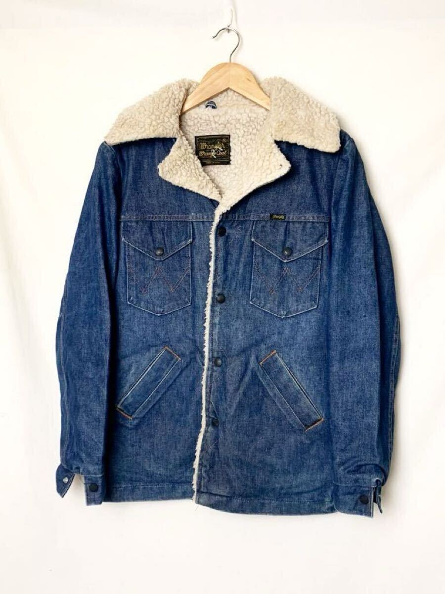 70s USA製 ビンテージ ラングラー レンジコート デニム ランチコート ボア ジャケット アメリカ製 /シアーズ リーバイス ストームライダー拍卖