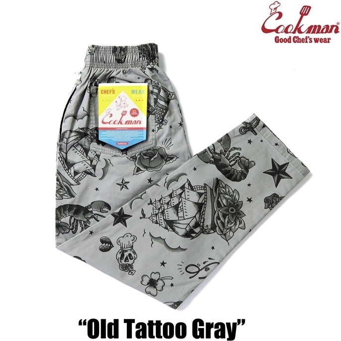 Sサイズ COOKMAN シェフパンツ Old Tattoo Gray オールドタトゥー グレー クックマン Chef Pants拍卖