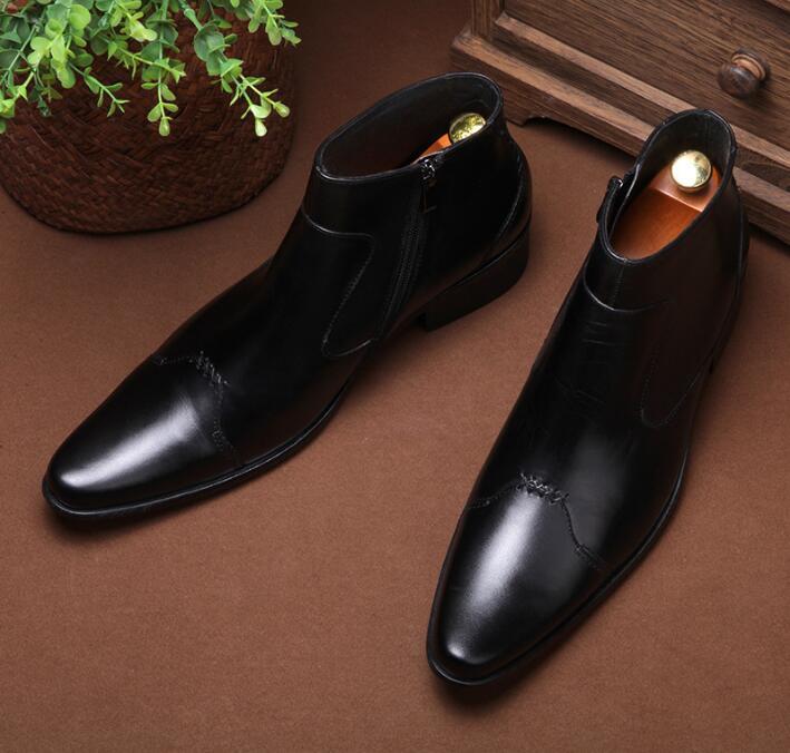 人気推薦職人手作り 皮靴 本革 ショートブーツ イギリス風 レザーブーツ 牛革 ビジネスシューズ マーティンブーツ くろいろ 28cm拍卖