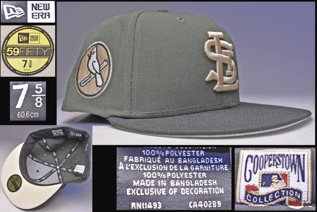 NEW ERA ★ ニューエラ ★ MLB 大リーグ カージナルス ★ COOPERSTOWN ★ 帽子 ★ キャップ ★ 7 5/8 59FIFTY ★ 緑x黒 ★ 希少 ★ 中古品拍卖