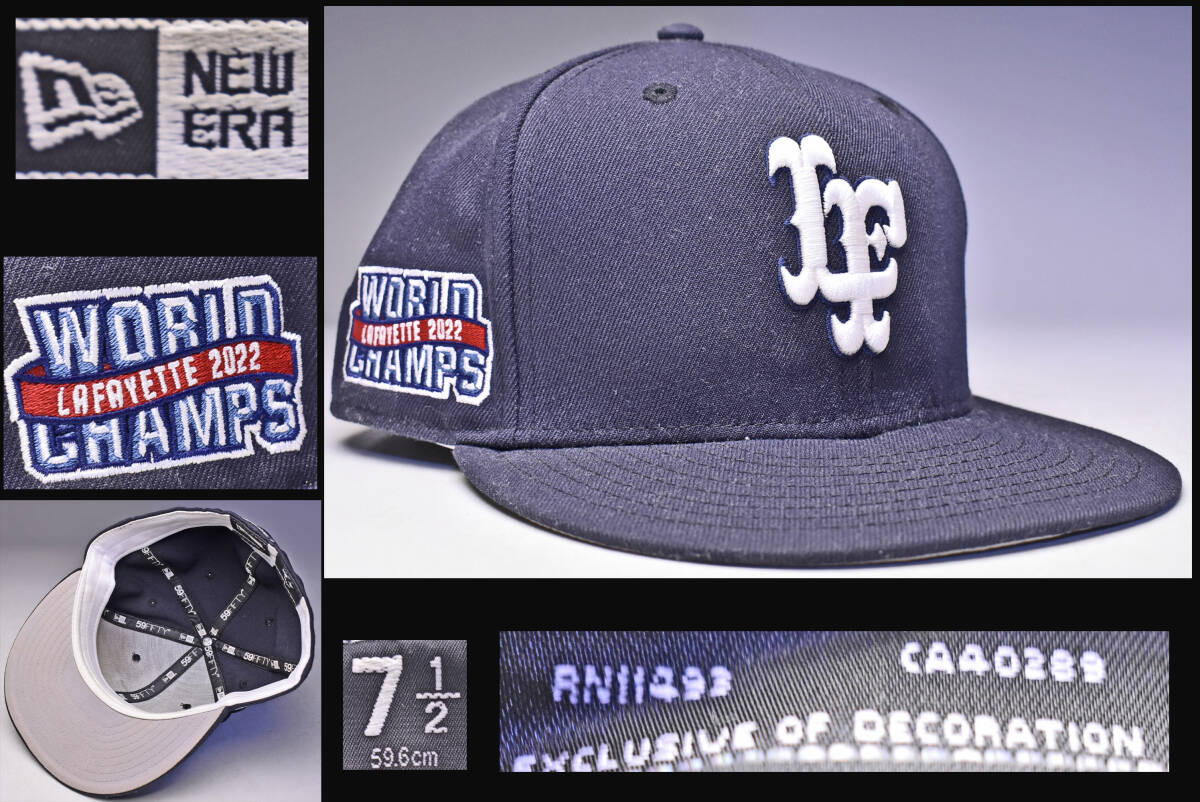 NEW ERA ★ ニューエラ ★ LFYT 7 1/2 ★ ラファイエット ★ LAFAYETTE ★ 帽子 ★ キャップ ★ 野球帽 ★ 59FIFTY ★ ネイビー ★ 中古品拍卖