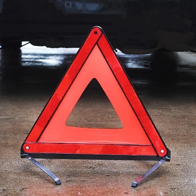 【三角停止表示板】★折りたたみ式 43cm 収納ケース付き★三角形反射警告サイン 警告板 追突事故防止 車 バイク 緊急時 昼夜間兼用拍卖