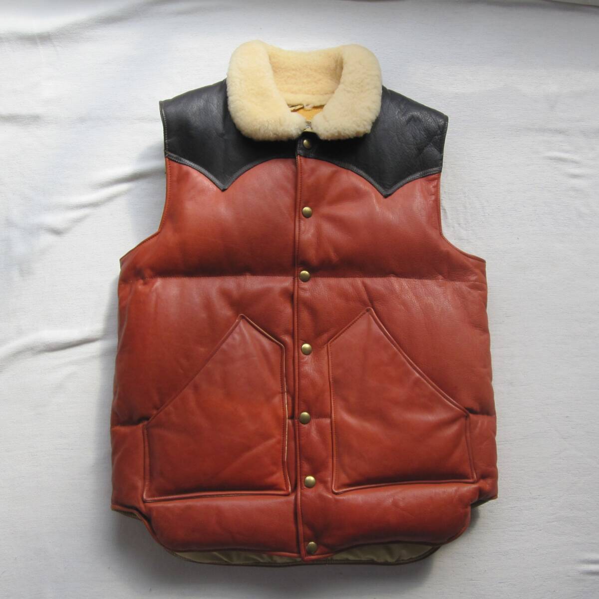 ☆デッド 70s ビンテージ ロッキーマウンテン ダウンベスト (42) 【レアカラー】オールレザー / オリジナル ヴィンテージ vintage拍卖