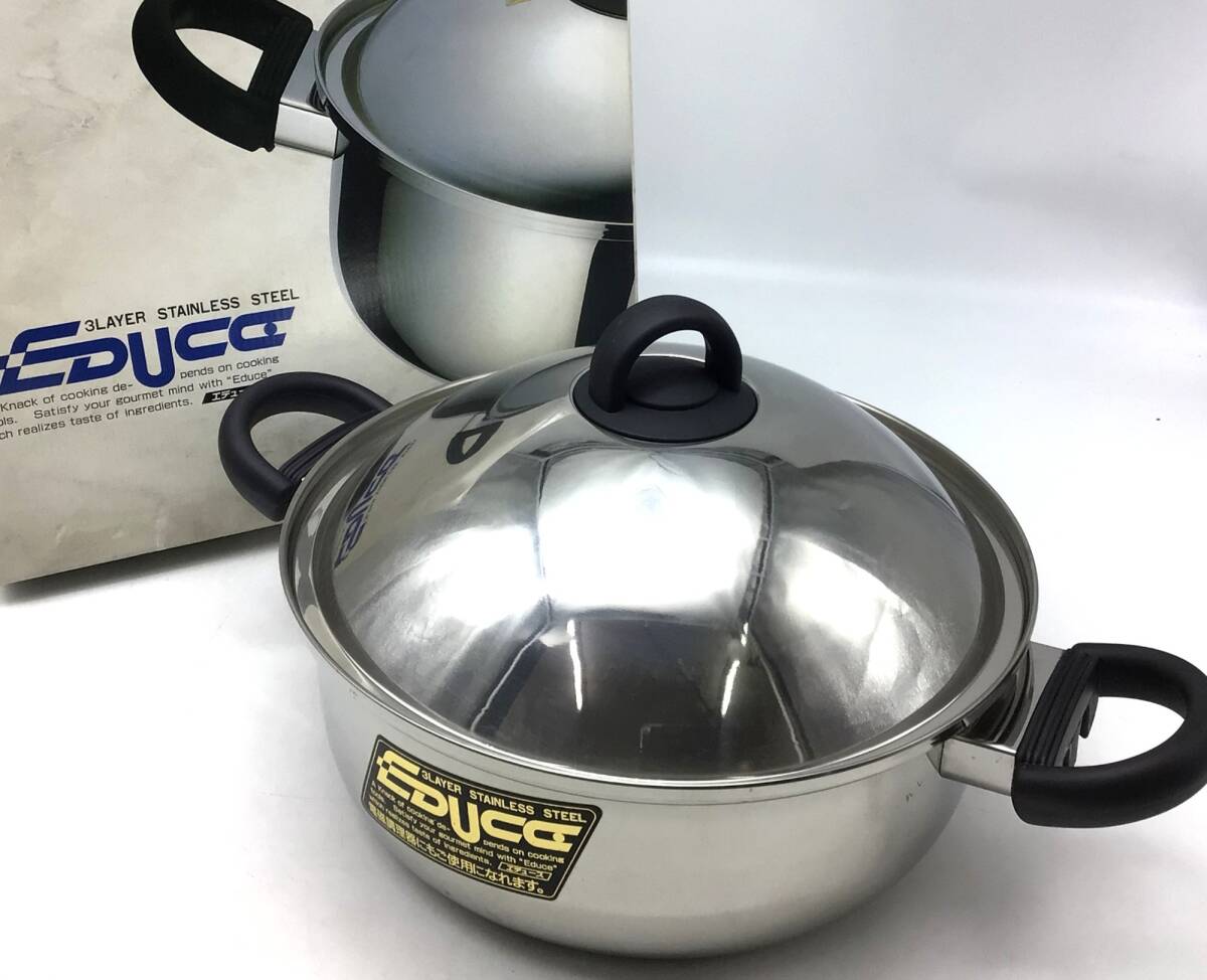 3689 【保管品】EDUCE エデュース ステンレス鍋 万能鍋 25㎝ 3LAYER STAINLESS STEEL 両手鍋拍卖
