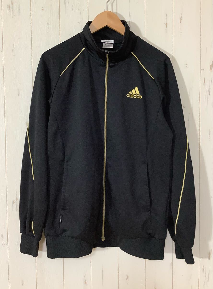 む1581 adidas アディダス トラックジャケット トラックトップ L ブラック/ゴールド タグ刺繍 CLIMALITE拍卖