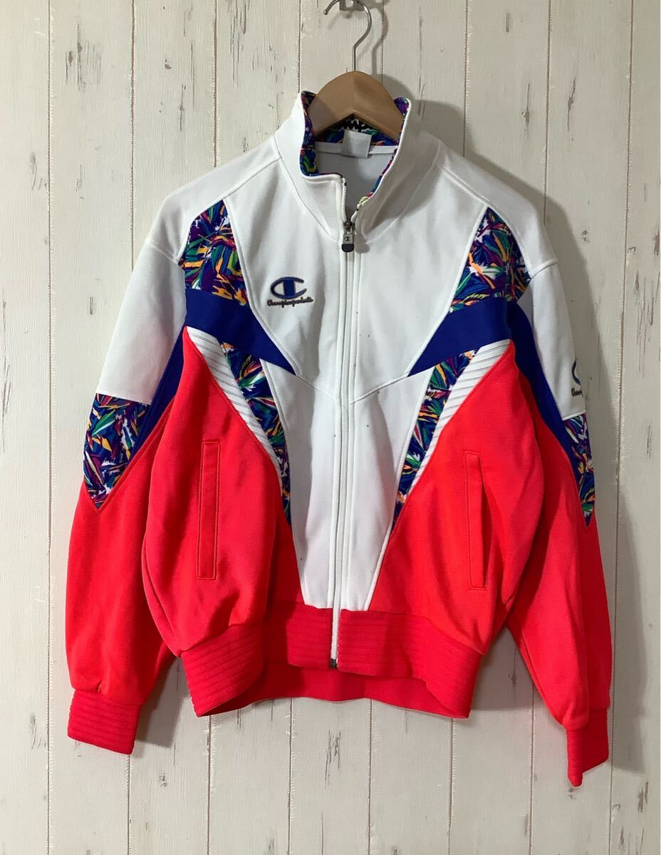 み1544 Champion チャンピオン トラックジャケット トラックトップ L ホワイト系 レトロ 90's ビンテージ 拍卖