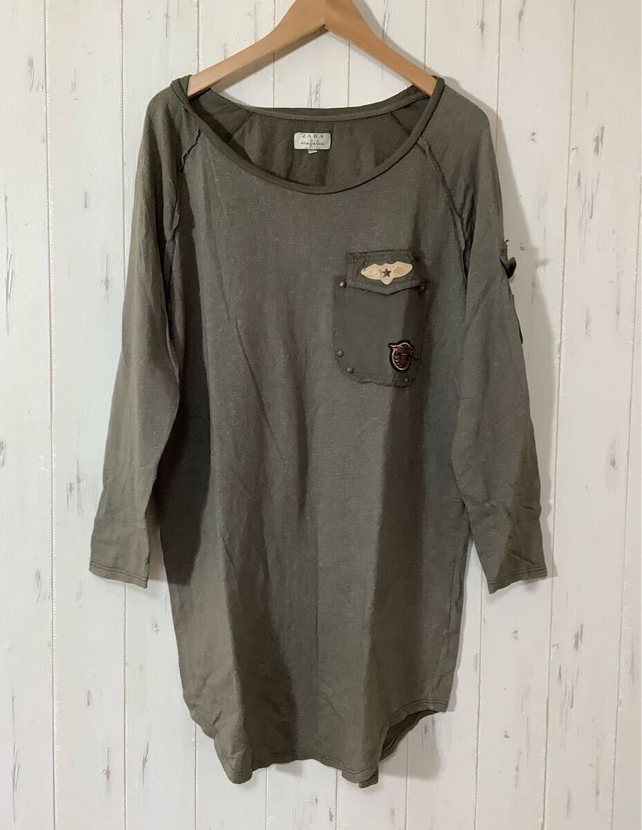 も1586 ZARA TRAFALUC ザラ トラファルカ ワンピース M オリーブグレー レディース 拍卖
