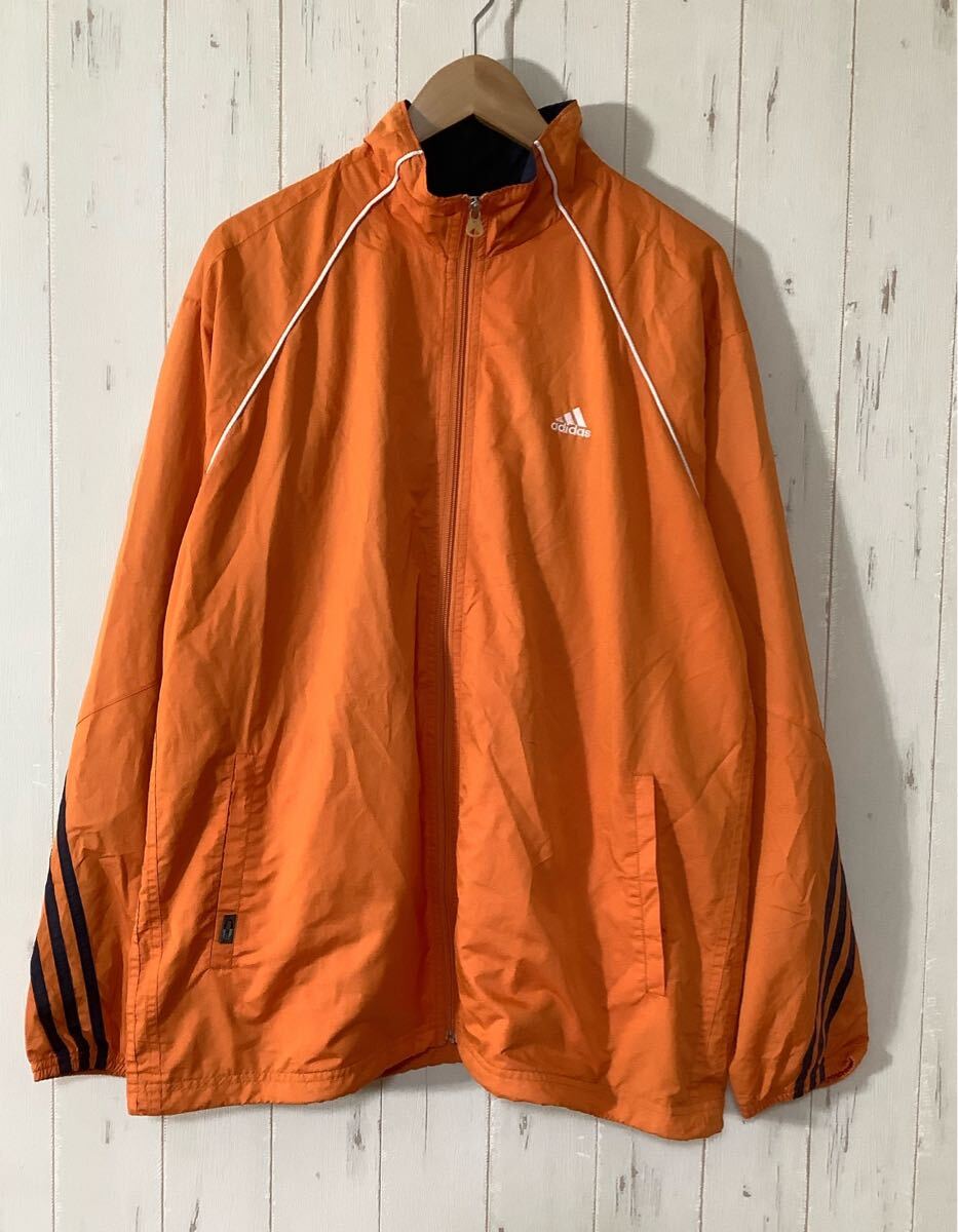 や1572 adidas アディダス ウインドブレーカー ウインドジャケット XO オレンジ ロゴ刺刺繍 裏地メッシュ拍卖