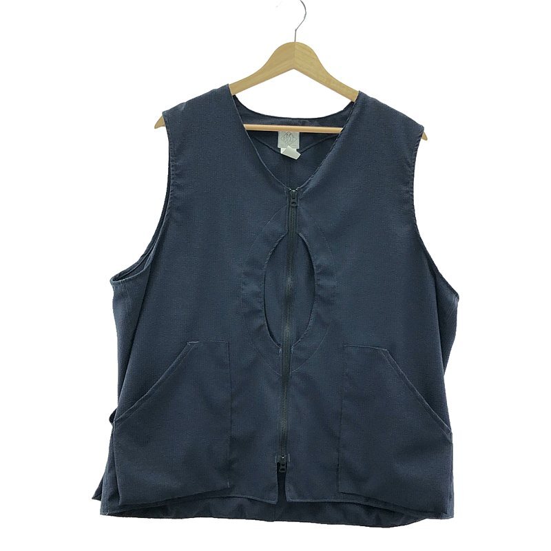 POST O'ALLS / ポストオーバーオールズ | #1521-PSN Mr.DEE : poly seersucker / ジップ ベスト | L | navy | メンズ拍卖