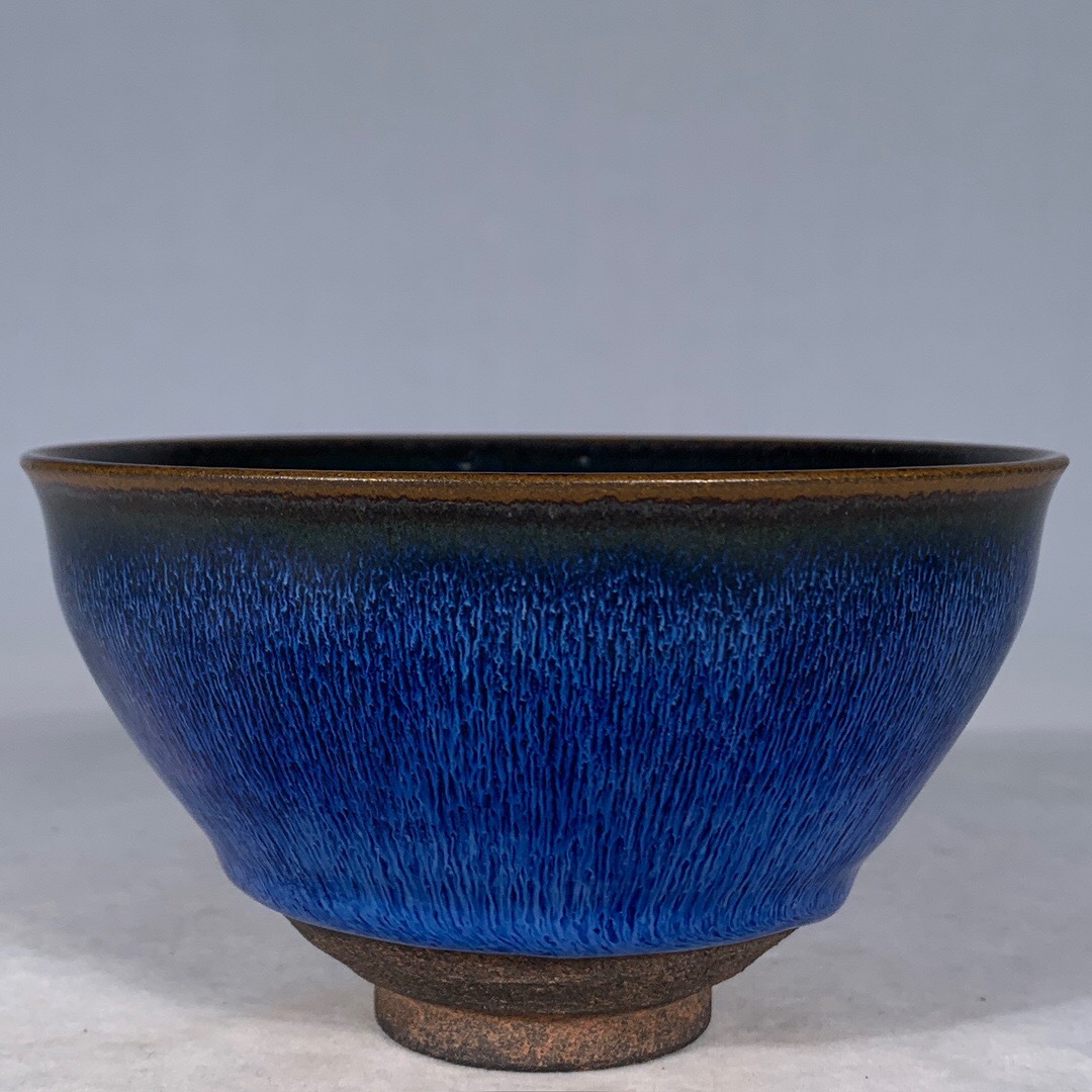 【超珍館蔵】宋 古陶瓷品 建窯 藍釉 兔毫盞 置物 古賞物 古美術品 稀少珍蔵品拍卖
