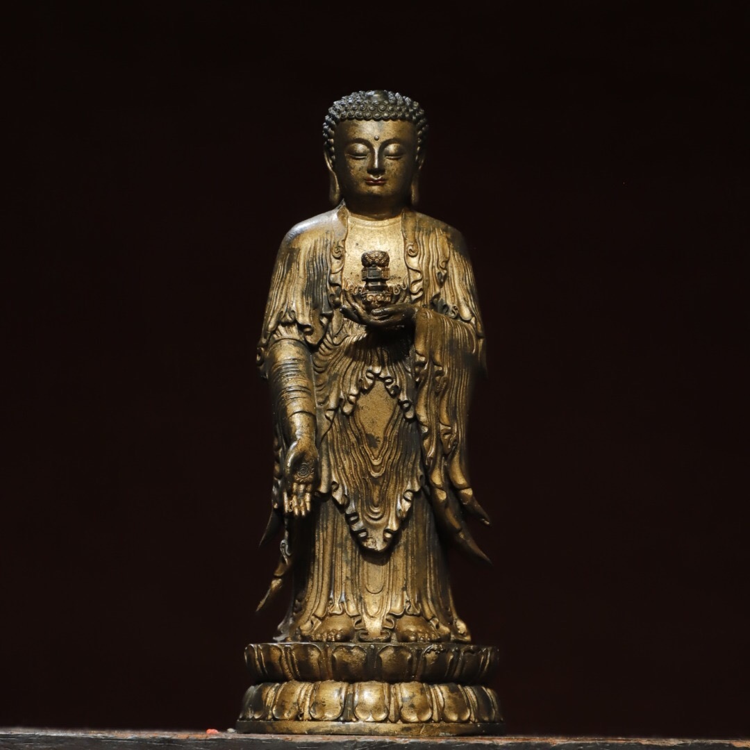 【超珍館蔵】銅製 塗金 阿彌陀仏 置物 古賞物 古美術品 稀少珍蔵品拍卖