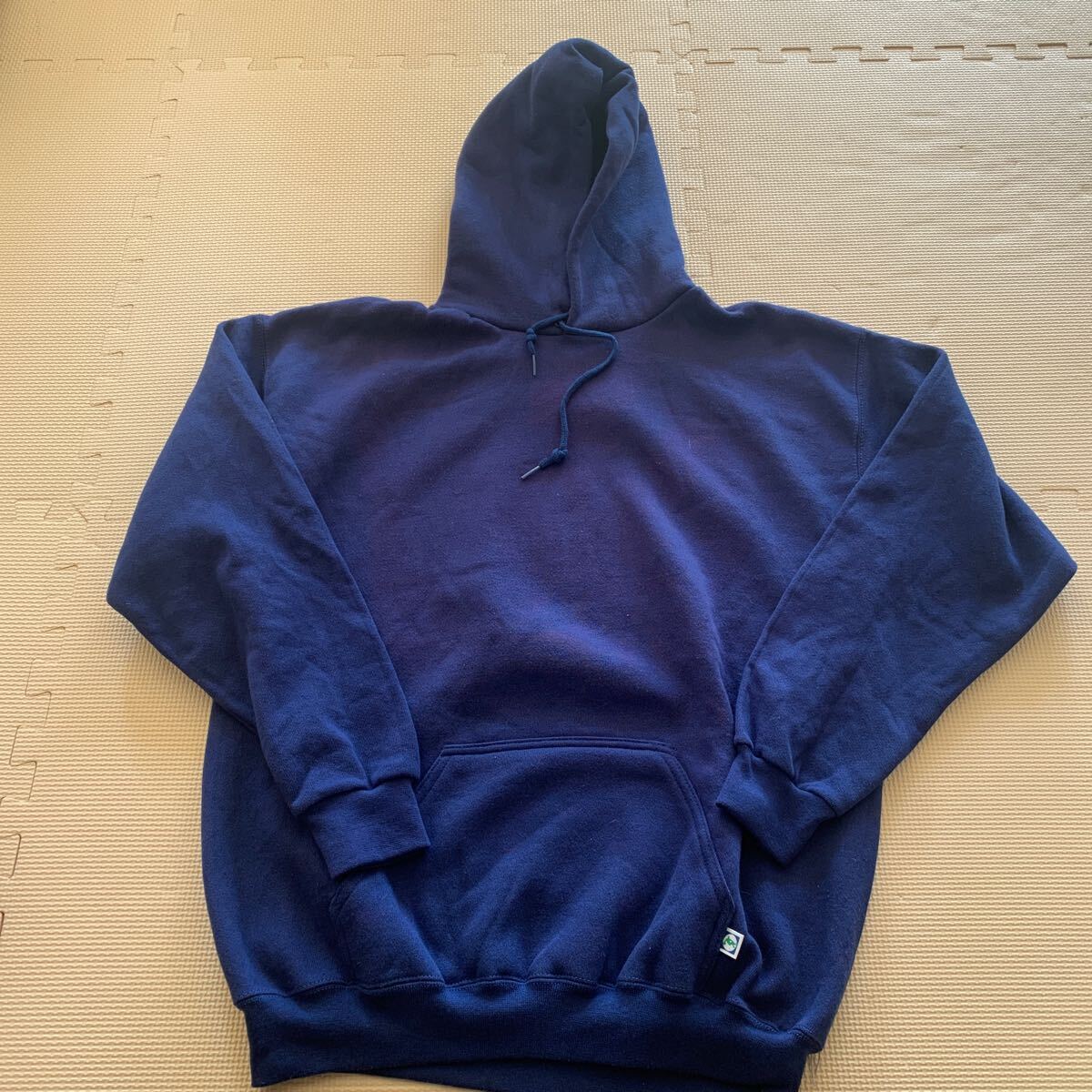 90s【Discus Athletic】ディスカス アスレチック 無地 USA製 スウェットパーカー ブルー L フェード 色むらあり ポリコットン プルオーバー拍卖