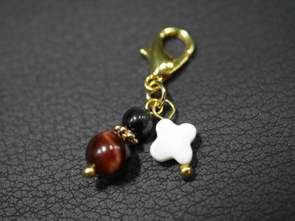 瓢箪モチーフ天然石×クローバーモチーフシェルの大人可愛いチャーム 969拍卖