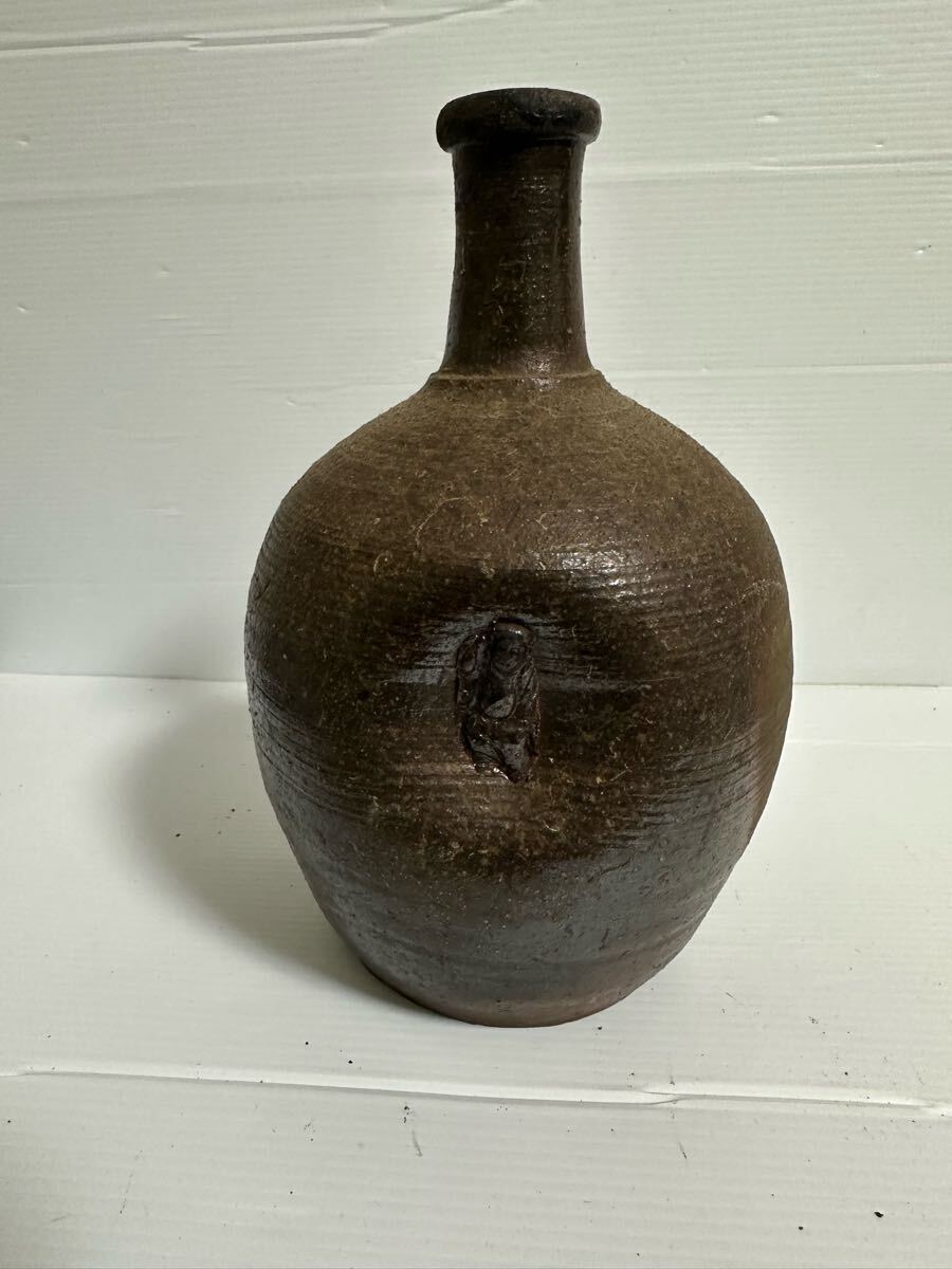 備前焼?徳利 酒器 古物 印有 人形 詳細不明 中古品拍卖