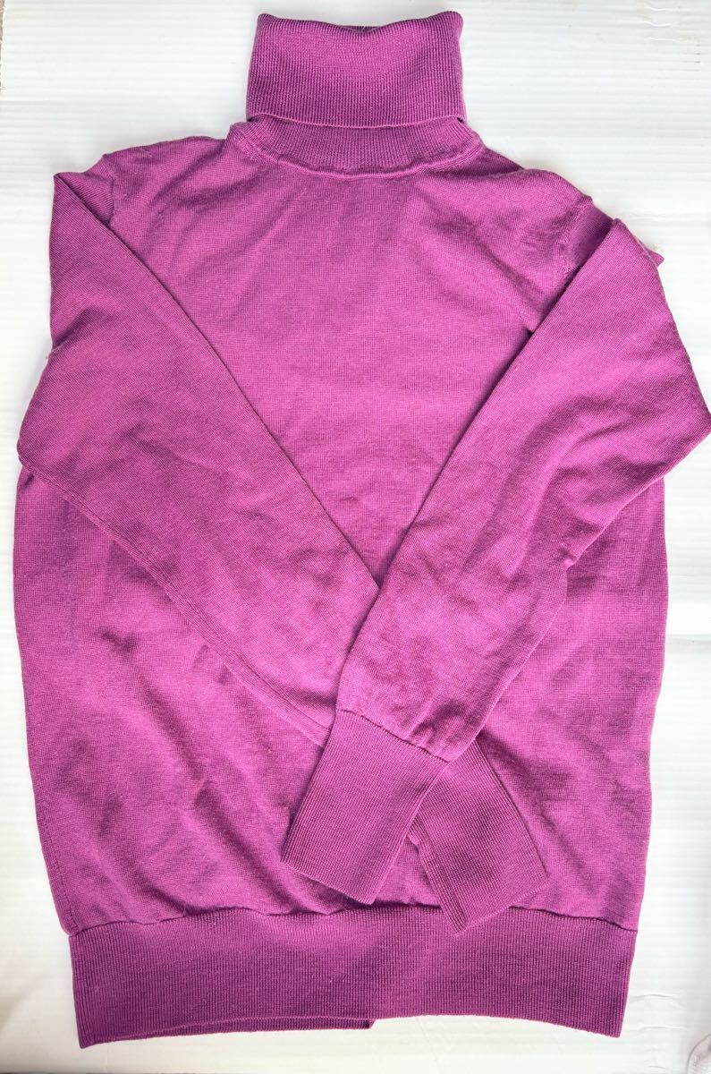 エクストラファインメリノ タートルネックセーター(長袖)パープル紫 ユニクロ Lサイズ 難あり拍卖