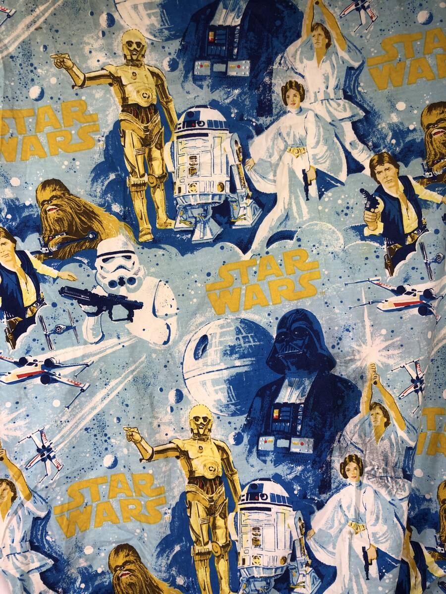 USAヴィンテージ ベッドシーツ  リメイク生地 素材  スターウォーズ STAR WARS 194cm x 114cm拍卖