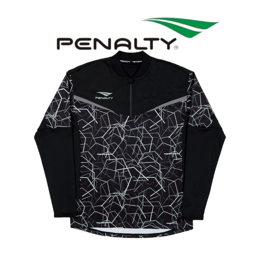 【新品特価!定価7920円が62%OFF!】penalty ペナルティー /トレーニングハーフジップジャケット PO1556-3020/ブラック×グレー//サイズL拍卖