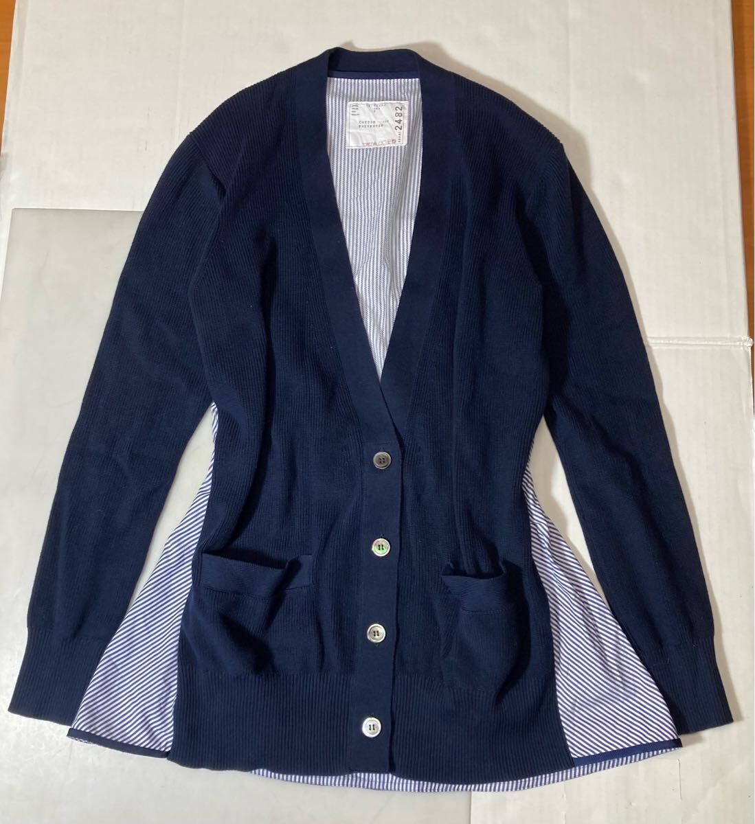 52-63 sacai ニット ドッキングカーディガン ネイビー サイズ2拍卖