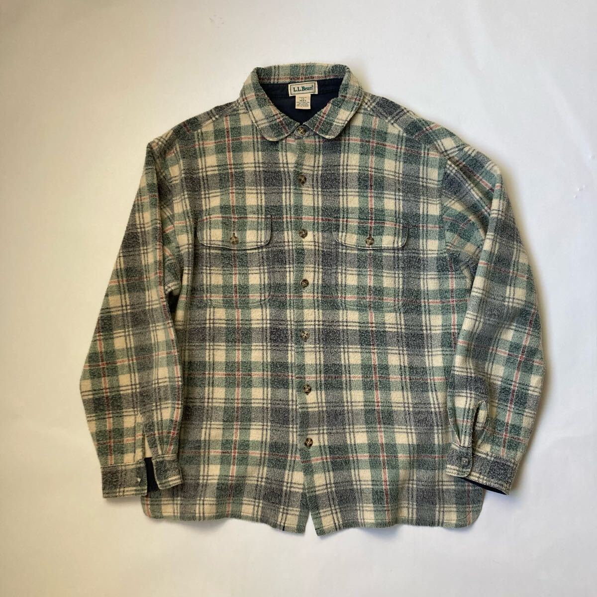vintage エルエルビーン ヘビネル ネルシャツ プリネル グリーン L拍卖